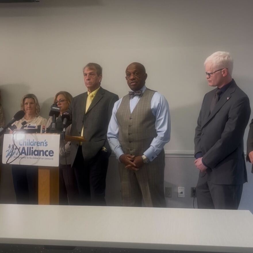 Mecklenburg County Sheriff Garry McFadden speaks during press conference
