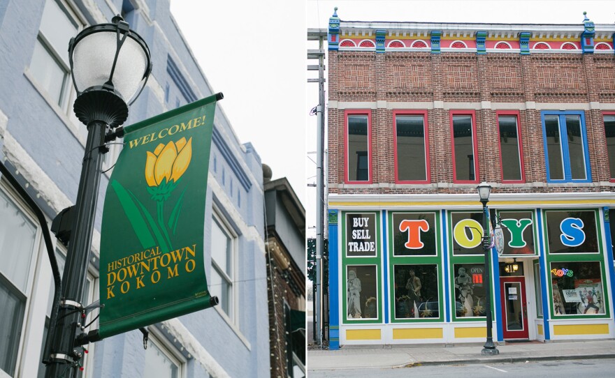 Left: A sign in downtown Kokomo and Right: Kokomo Toys & Collectibles on Sycamore Street in Kokomo.