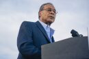 U.S. House Representative Emanuel Cleaver introduces Joe Biden at a campaign rally at the National World War I Museum and Memorial on March 7, 2020 in Kansas City