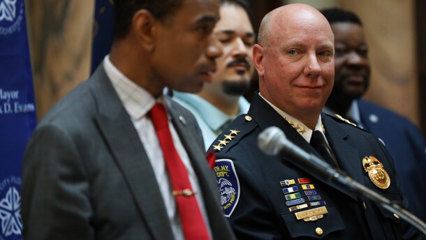Mayor Malik Evans introduces Rochester Police Department Chief Dave Smith. The 30-year veteran of the department had been serving as its interim chief before Evans tapped him to be its permanent chief.
