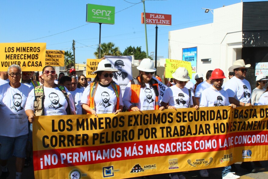 Advocates and miners in Hermosillo rallied in mourning after the abduction of 10 mine workers in the state of Sinaloa.