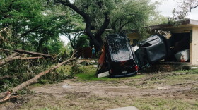 Damaged cars that washed away in the flood in Kerrville on July 16, 2026.