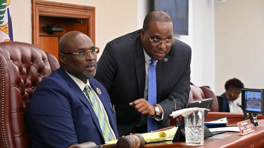 Pictured: Senate President Novelle Francis Jr. (left) Senate Majority Leader Kenneth Gittens (right)