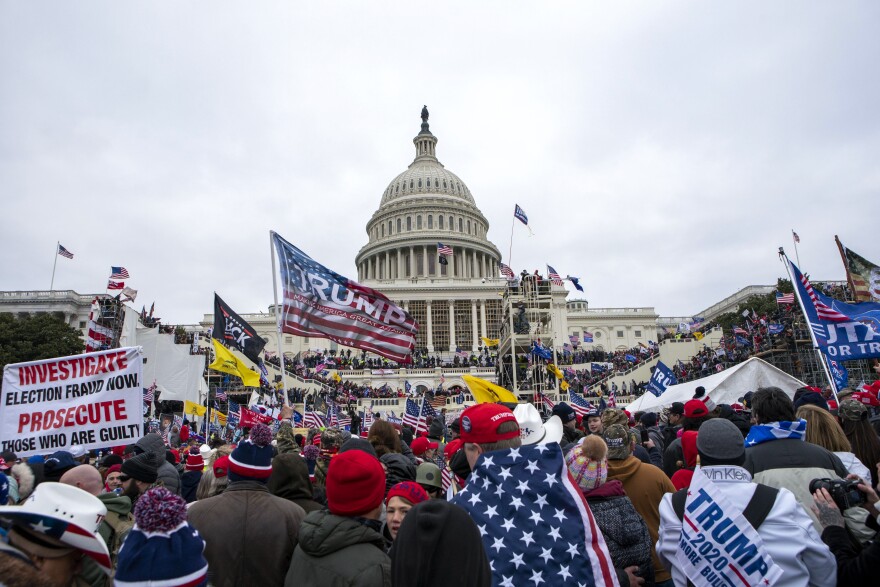 Insurrectionists loyal to President Donald Trump rally at the U.S. Capitol in Washington on Jan. 6, 2021. 