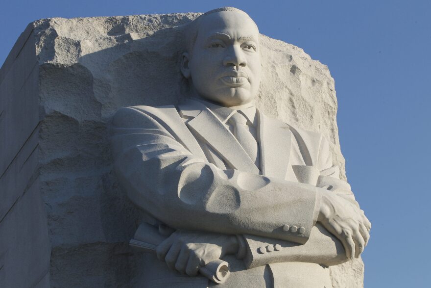 The Martin Luther King, Jr. Memorial is seen Monday, Aug. 22, 2011 in Washington, ahead of its dedication next weekend. (AP Photo/Charles Dharapak)