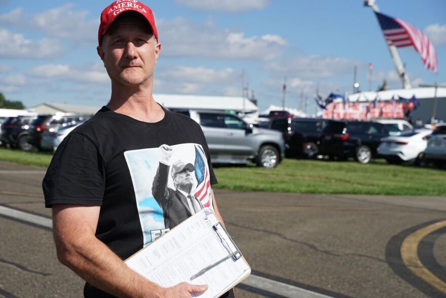 Rob Hunt, a Republican in Gibsonia, was out registering people to vote when Donald Trump returned to Butler County this month. Hunt said one of Rob Mercuri's children goes to school where he teaches and he plans to vote for Mercuri.