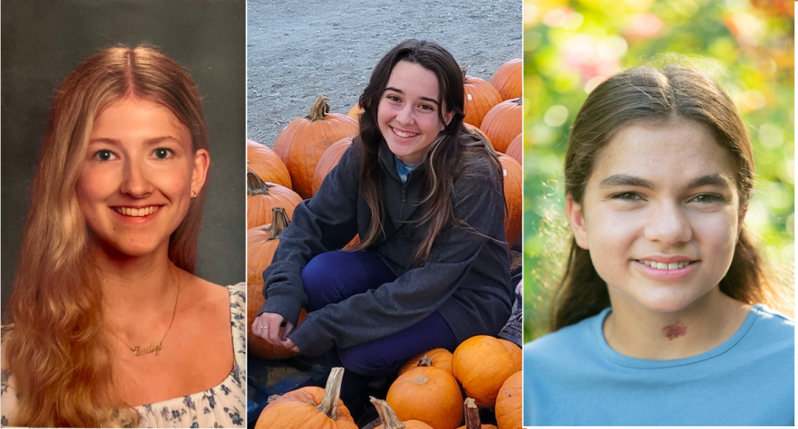 From left: 11th grader Emily Powell, 8th grader Lucy Evans, and 8th grader Eliza Johnson.