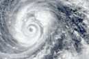 Eye of the Hurricane. Hurricane on Earth. Typhoon over planet Earth.. Category 5 super typhoon approaching the coast. View from outer space. 