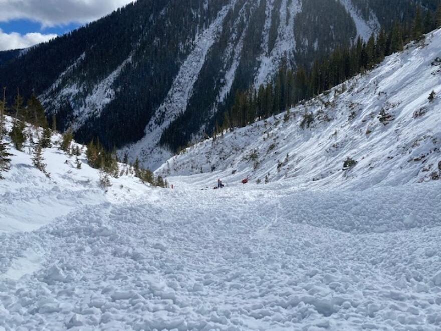 Looking down the gully where three Eagle County men were killed in an avalanche near Ophir Pass on Feb. 1.