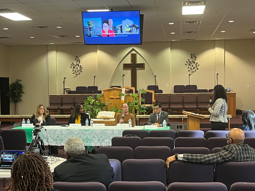 Candidates for the San Bernardino County Board of Supervisors District 2 participating in a forum on May 19, 2022. (From left to right: Nadia Renner, Dejonae Shaw, Eric Coker, and Luis Cetina