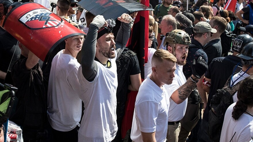 White nationalist demonstrators at Lee Park in Charlottesville, Va., Saturday, Aug. 12, 2017.