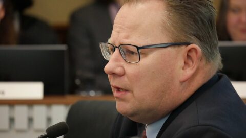 Superintendent of Public Instruction Chris Reykdal testifies during a committee hearing on Jan. 22, 2026