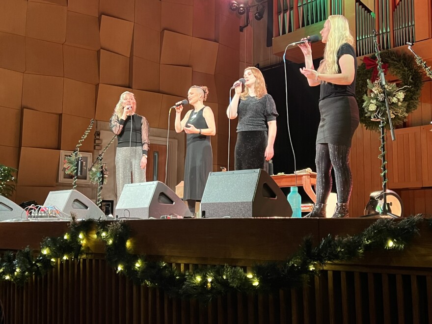 Swedish “folkapella” group Kongero performs at the University of Vermont in December 2025. One member of the group, Emma Björling, had to miss several stops on the tour due to visa delays.