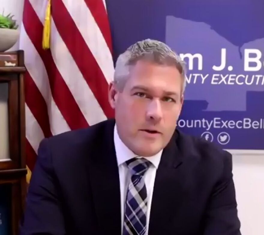 Monroe County Executive Adam Bello during a news briefing on Friday.