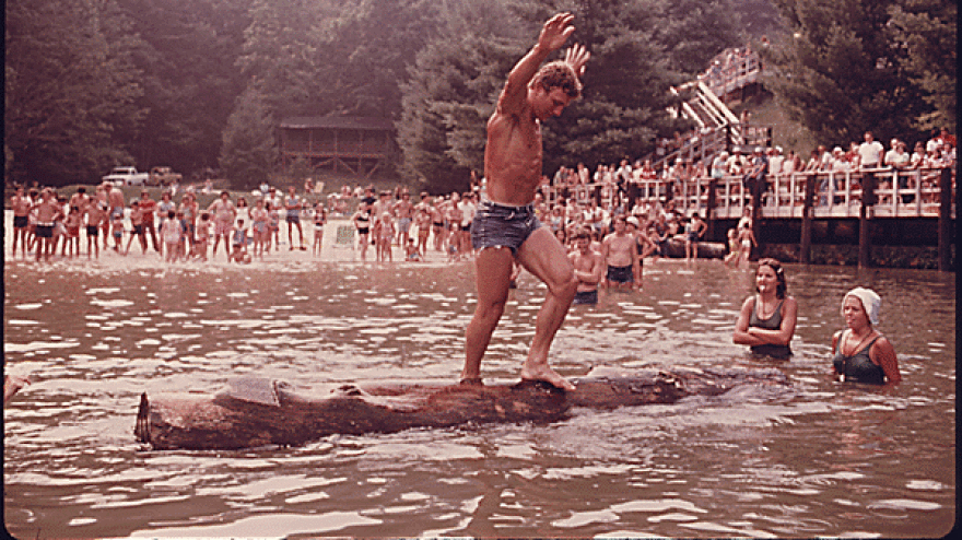 A logrolling exhibition from years ago.
