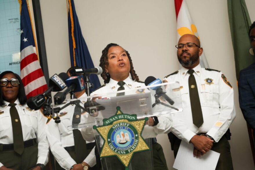 Orleans Parish Sheriff Susan Hutson during a press conference at OPSO headquarters on Tuesday, April 8, 2025.