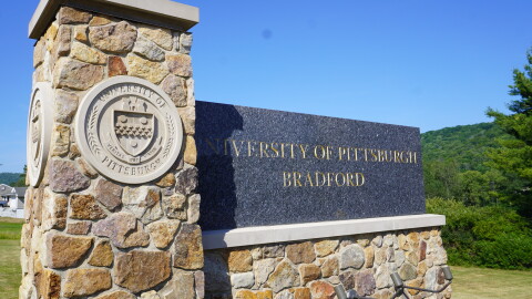 A University of Pittsburgh at Bradford entrance sign. 