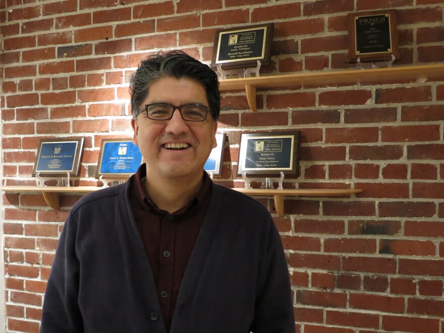 Author Sherman Alexie in the KUOW studios.