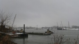 The site of the new Mississippi River Bridge at the foot of Mullanphy St. in north St. Louis.