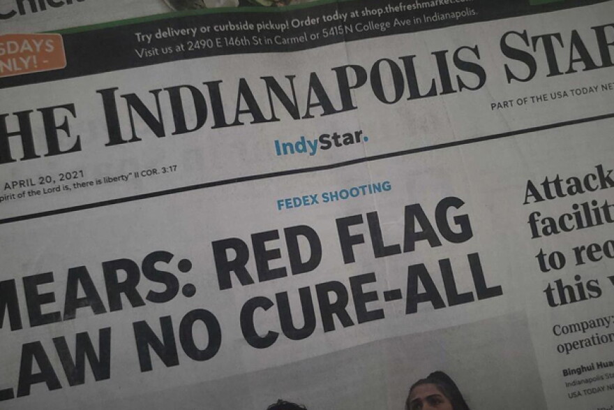 The front cover of the Indianapolis Star, one of the Indiana newspapers owned by Gannett.