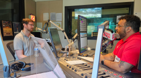 Riley Beernink (L) chats with Classical IPR's Tyler Castellanos (R).