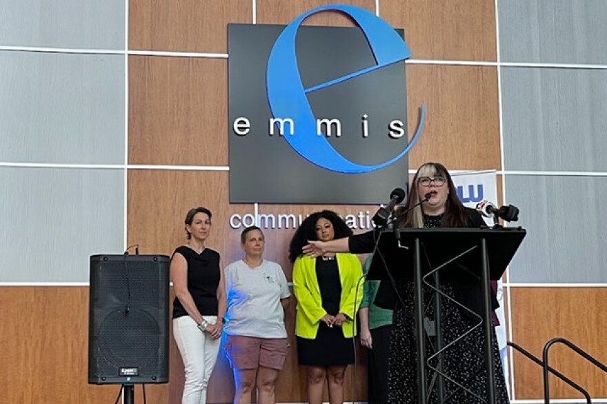 Representatives from the ACLU of Indiana and some of the more than 200 Indiana businesses that signed a letter in support of abortion access spoke at a press conference at Emmis Communications in Indianapolis on Thursday, July 21, 2022.
