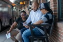 WVIA Filmmaker Kara Washington, left, and WVIA Bilingual Reporter Robert Collado, chat with Josué, whose story of immigration is followed in "Making NEPA Home," a new original documentary from WVIA.