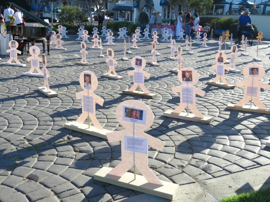 A 2017 display in Laguna Beach, California, of children who had died by suicide.