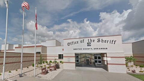 Outside the Benton County Sherriff office where McCollum was booked on charges of domestic violence.