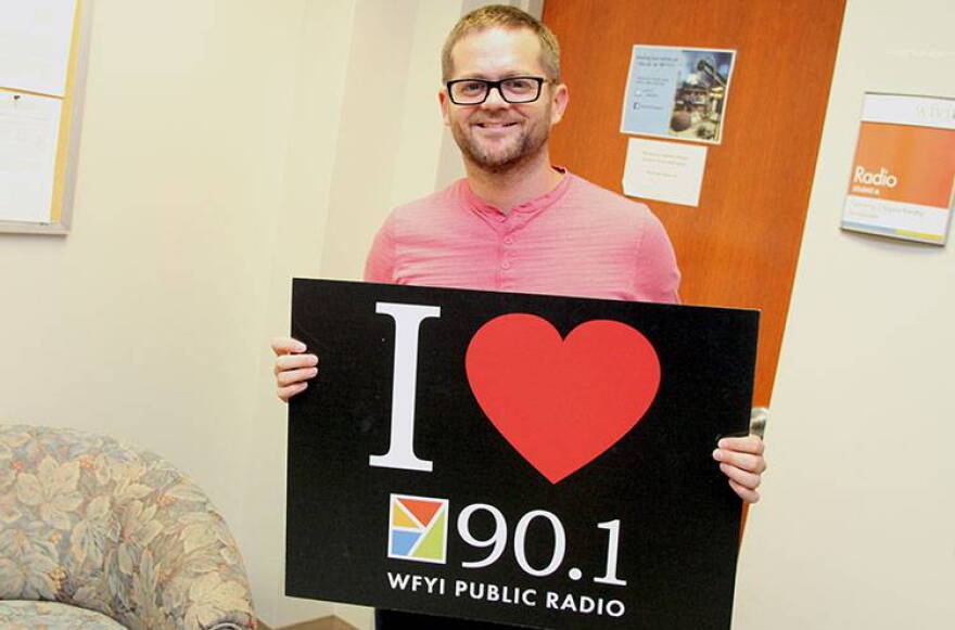 Musician Josh Kaufman outside the 90.1 WFYI studio.