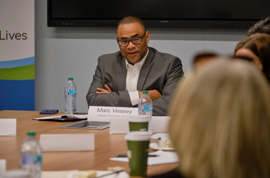 U.S. Rep. Marc Veasey, D-Fort Worth, shown here speaking to local health care leaders about potential funding cuts to federal programs during his “Moms & Medicaid” roundtable in May, has been in Congress since 2012.