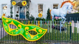 A house is decorated with oversized Mardi Gras masks, beads and unicorns on February 7, 2021 in New Orleans, Louisiana. Due to the COVID-19 pandemic cancelling traditional Mardi Gras activities, New Orleanians are decorating their homes and businesses to resemble Mardi Gras floats. (Erika Goldring/Getty Images)