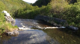 The spillway in Larsen Bay. (Photo by Kayla Desroches / KMXT)