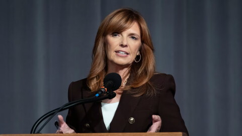 Republican state Sen. Christine Drazan, during the gubernatorial debate in Eugene, Ore., at the University of Oregon, on Thursday, Oct. 1, 2026.
