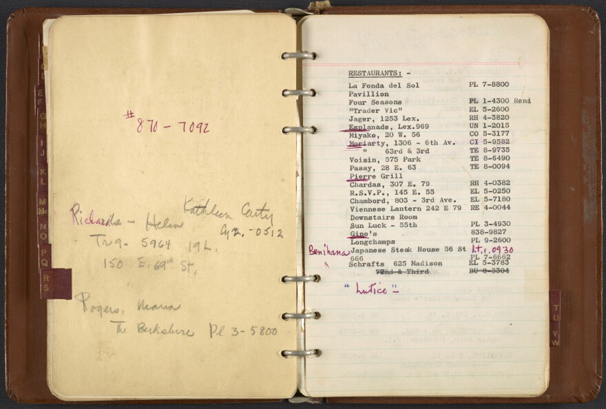 Dorothy Liebes' address book, ca. 1950-1972, was organized like the Yellow Pages.