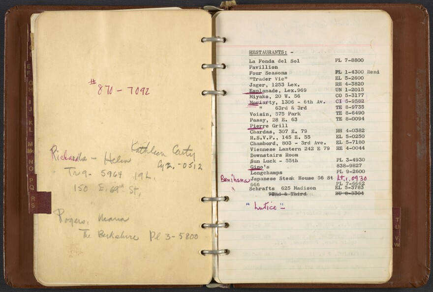 Dorothy Liebes' address book, ca. 1950-1972, was organized like the Yellow Pages.