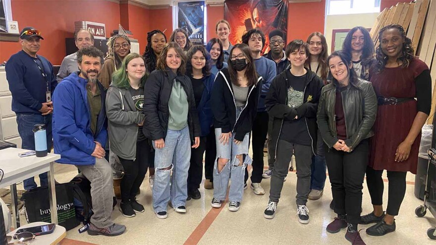 A photo of student producers from The Governor's School For The Arts in Norfolk, VA and WHRO and NOVA staff members.