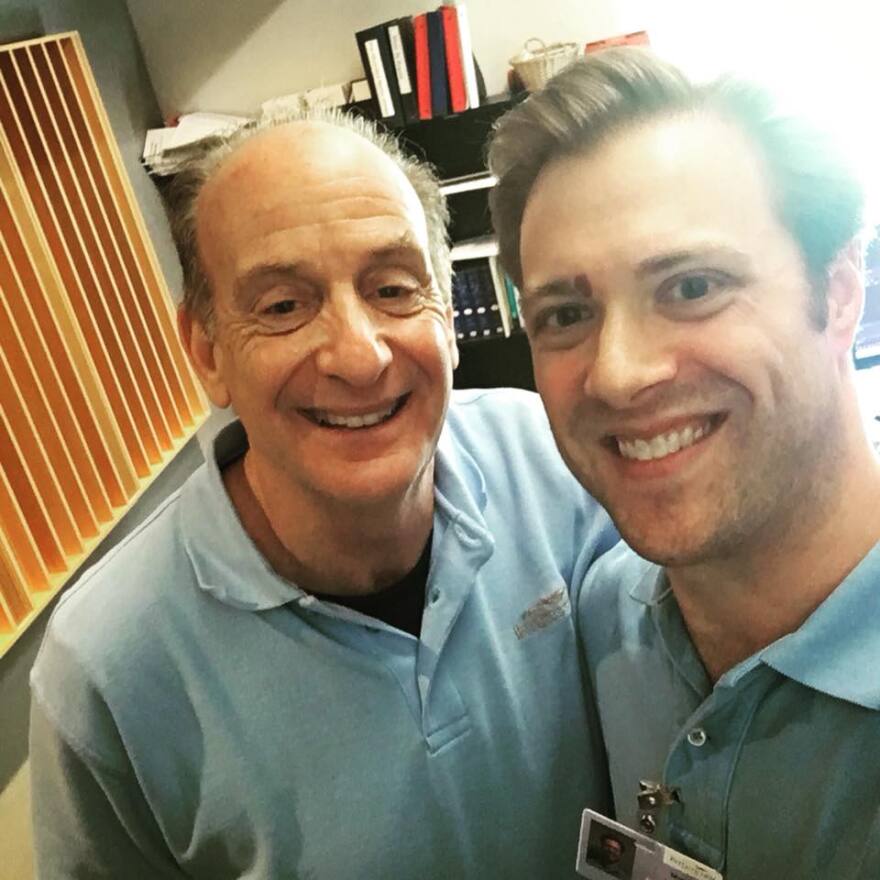 Conductor Larry Rachleff with IPR host Keith Brown at Interlochen Public Radio in 2018