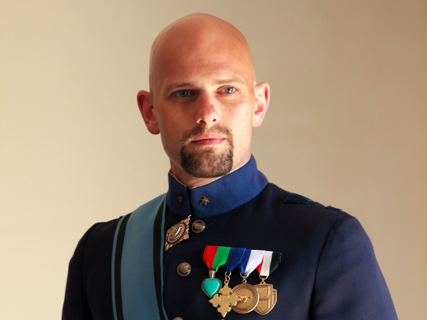 This April 8 photo shows His Royal Highness the Grand Duke of Westarctica, aka Travis McHenry, posing in his uniform in West Hollywood, Calif.