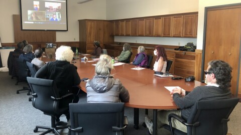 Attendees gather in Eureka, CA at a NAMI support group meeting for those whose loved ones have mental illness.