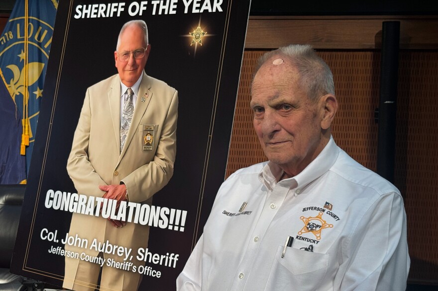 Jefferson County Sheriff John Aubrey speaking with members of the press Thursday morning.