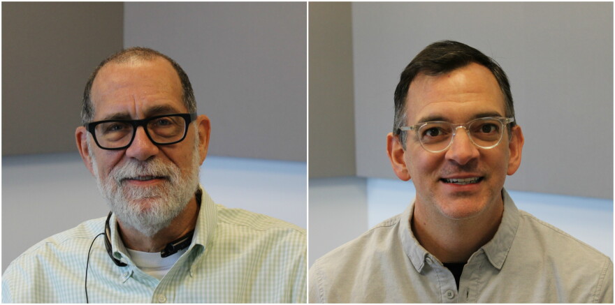 Long-time journalist Dick Weiss (left) and KSDK anchor Casey Nolen (right) talked about their two-week visit to Pakistan on media-exchange program.