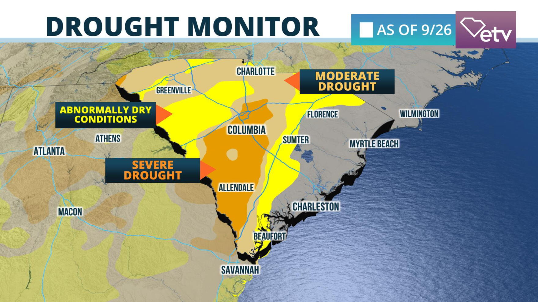 Despite Dorian, Severe Drought Now Affecting Parts of South Carolina ...