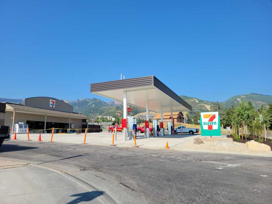 Crews preparing to open the Canyons Village 7-Eleven store weeks before it officially opened.