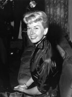 Day attends a reception at Claridge's Hotel in London in 1955.