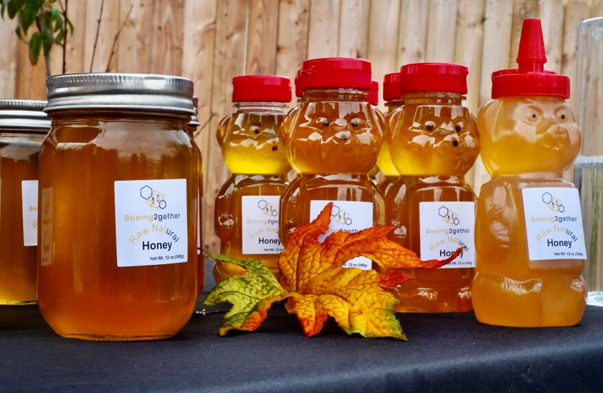 Griffiths honey for sale at the Farmers Market at Opportunity Community Garden in the Russell neighborhood on Oct. 24, 2020.