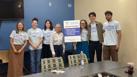 Rep. Mariannette Miller-Meeks signs Cancer Advocate Network's "cancer promise" on Aug. 31, 2026 at the Iowa City Public Library.