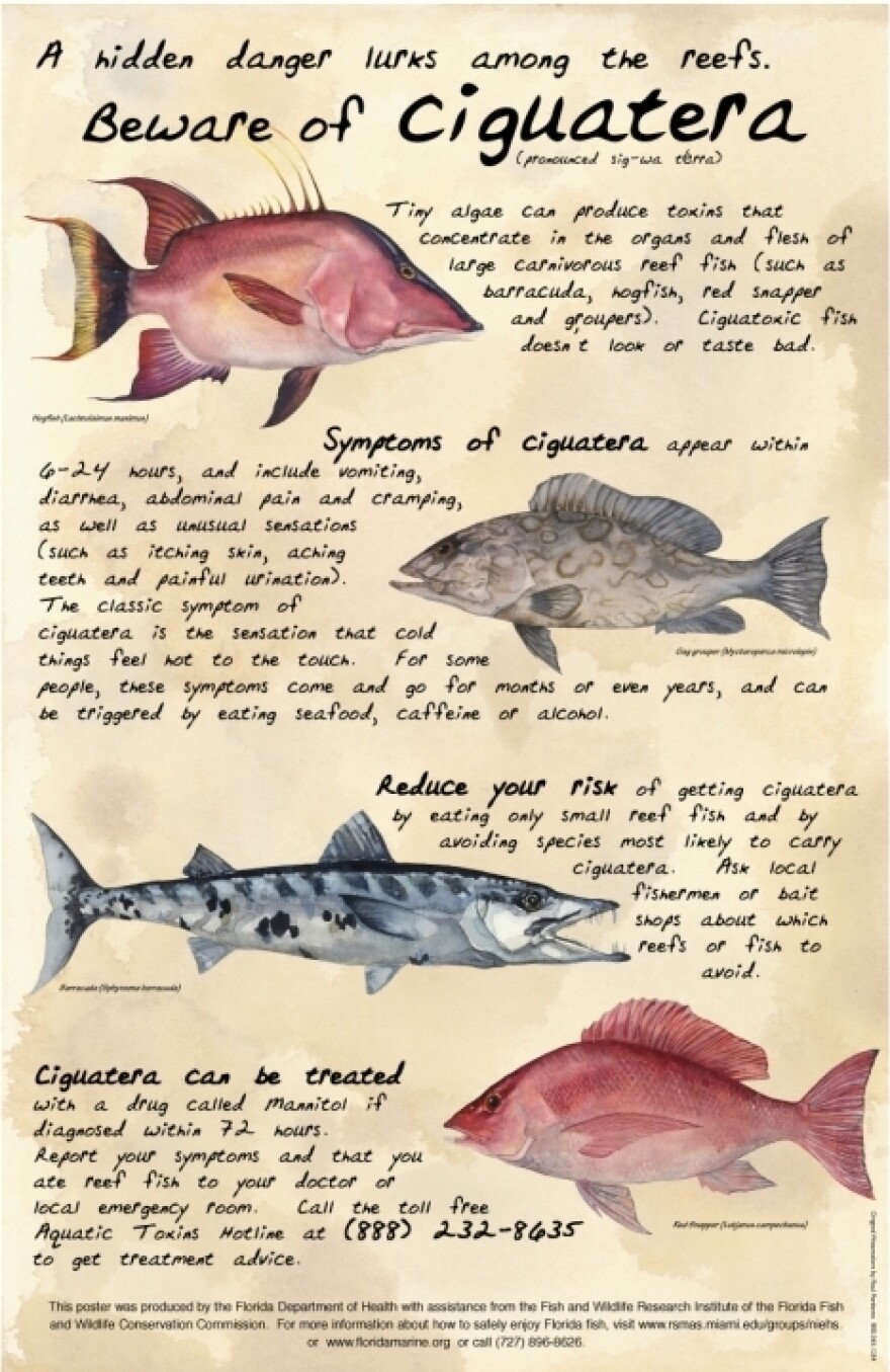 Four most wanted: A poster from Florida's Department of Health warns about the dangers of ciguatera in some tropical fish.