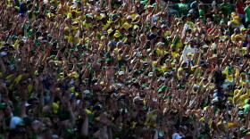 Oregon fans dance to "Shout" during the second half of an NCAA college football game against Boise State, Saturday, Sept. 5, 2026, in Eugene, Ore.