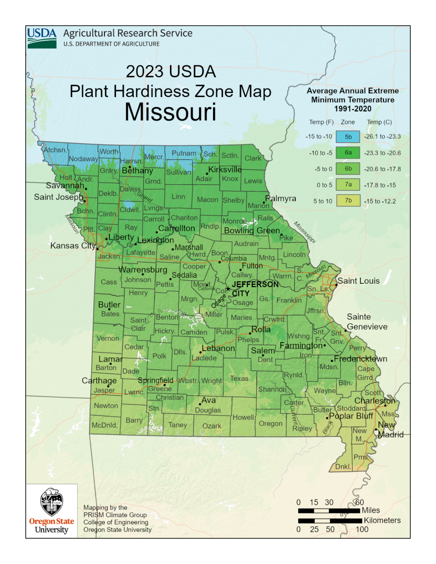  Missouri's latest Plant Hardiness Zone Map
